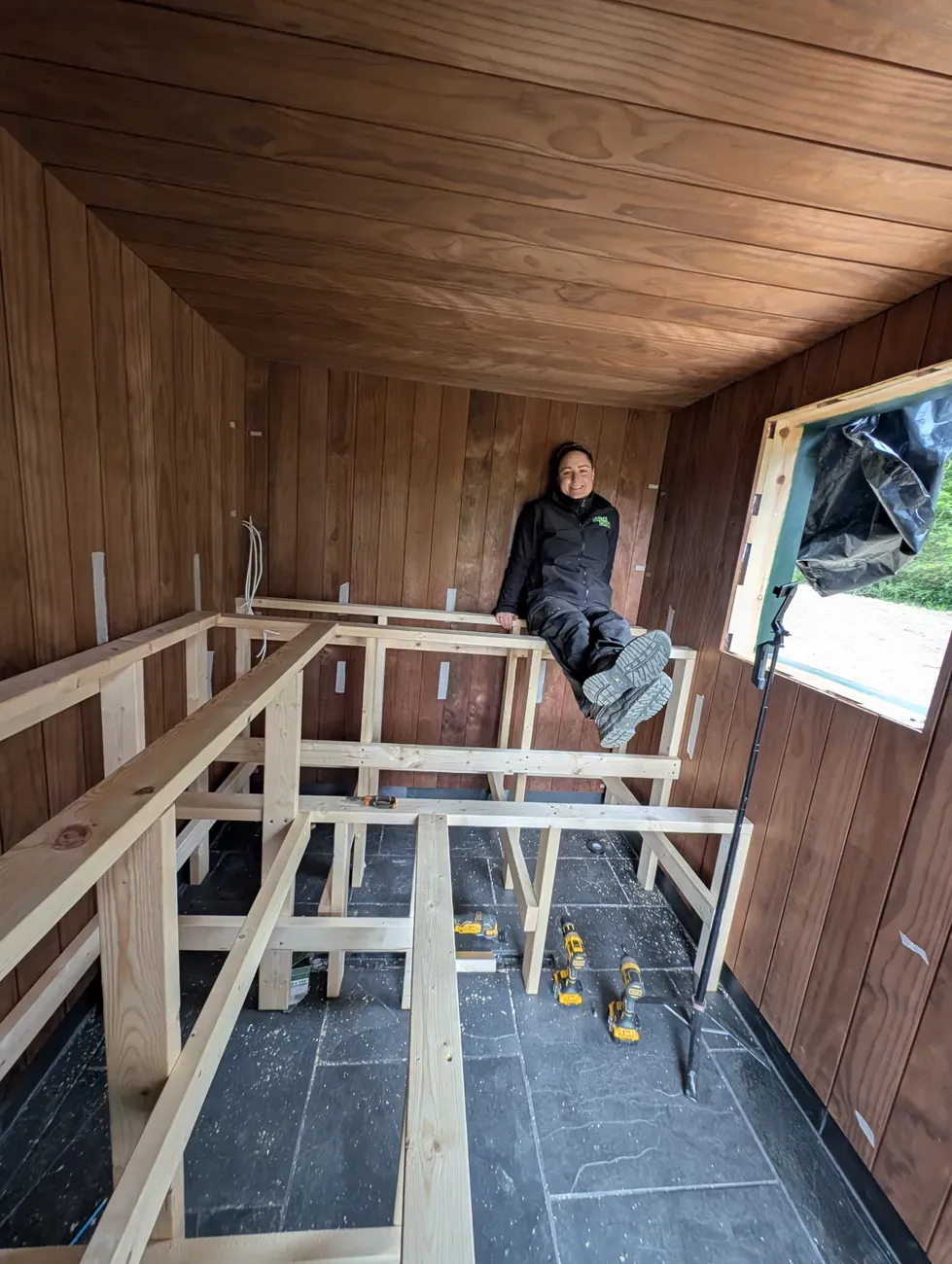 Outdoor work on the deck and plunge area